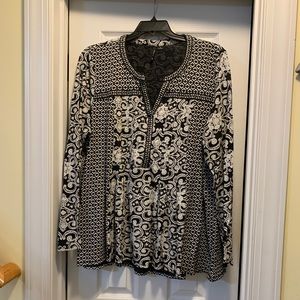 Cotton and modal black and white blouse size 2X
